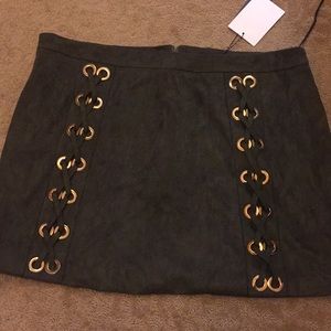 Boohoo Suede Green Plus Skirt